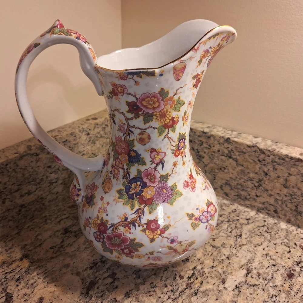Vintage Baum Bros Pitcher~Formalities~Floral Chintz~Vase~Fine China~10 In